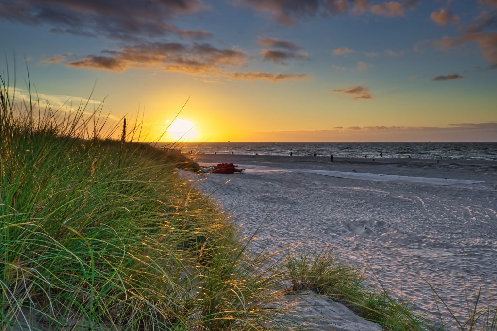 Sonnenuntergang Warnemünde Dünen